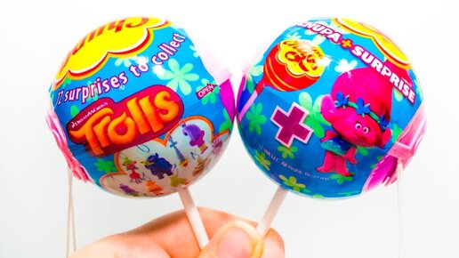 ТРОЛЛИ в БОЛЬШИХ Чупа Чупс Игрушки Тролли + Леденцы Dreamworks TROLLS Toys Chups Chups