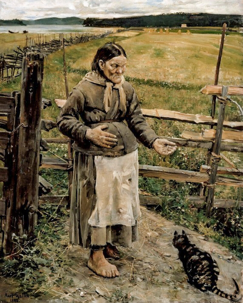Аксели Галлен-Каллела "Старуха и кошка". Источник: https://wabisabi.by/aksel-gallen-kallela/