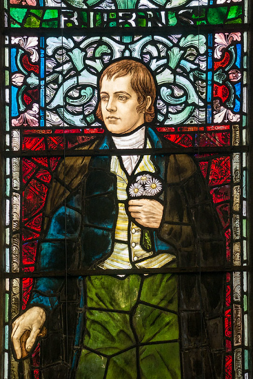 Витраж в память о Р. Бернсе в Университете Глазго
