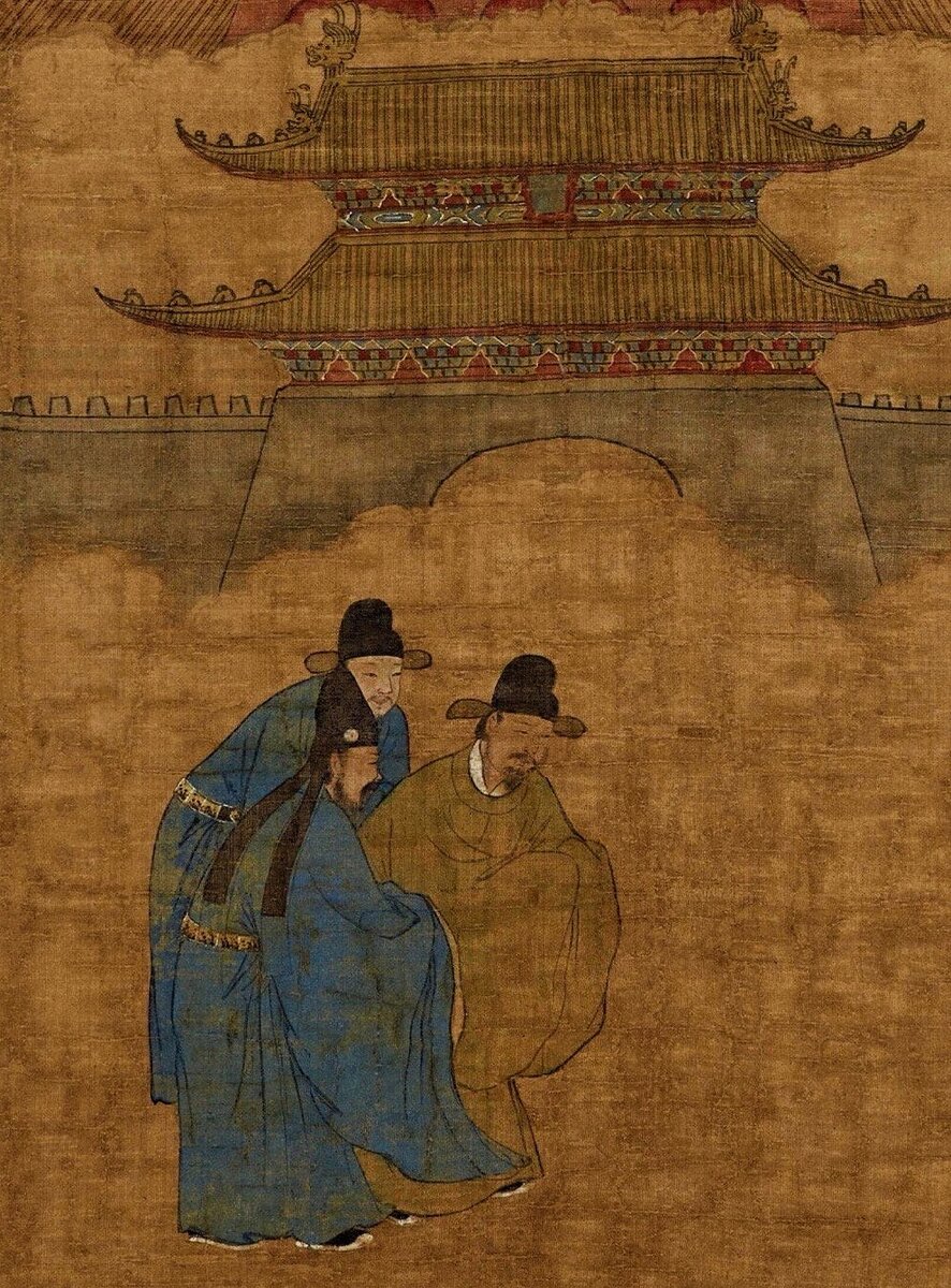 Фрагмент картины "Пекинский дворцовый город" (北京宫城图), художник Чжу Бан (朱邦), эпоха Мин (1386-1644 гг.), коллекция Британского музея