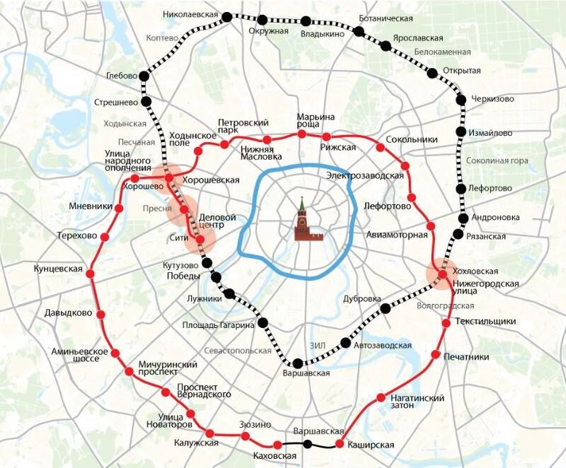 Большая кольцевая москва схема