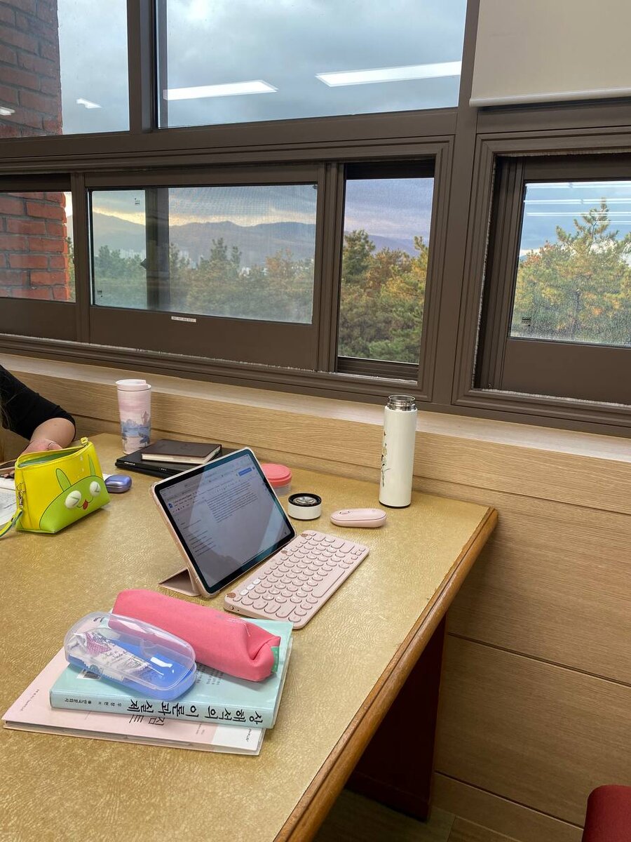 Вид на горы из библиотеки моего университета.