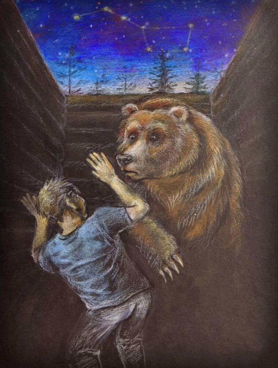 Неожиданная встреча. Рисунок моей дочери Зои