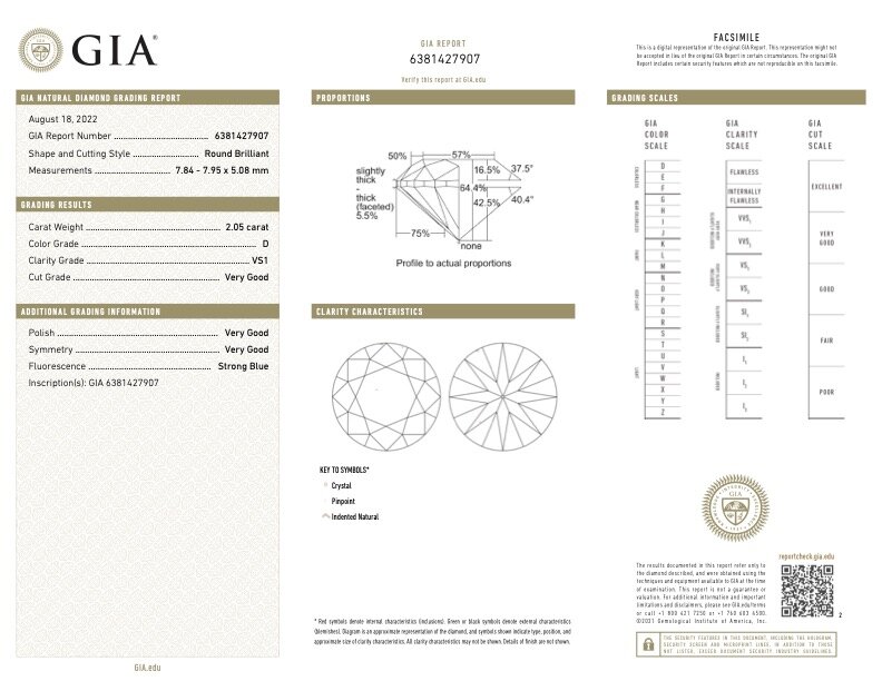 Сертификат предложенного бриллианта