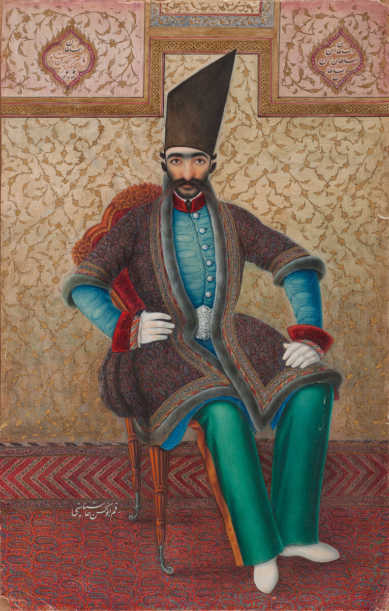 Мирза Абу ал Хасан Гаффари (Сани ал Мулк). Портрет шаха Насер ад Дина в молодости. Иран, 1857 год