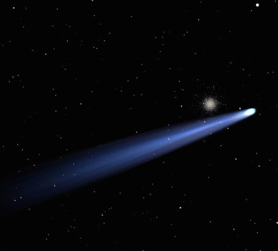 Комета с длинным хвостом.