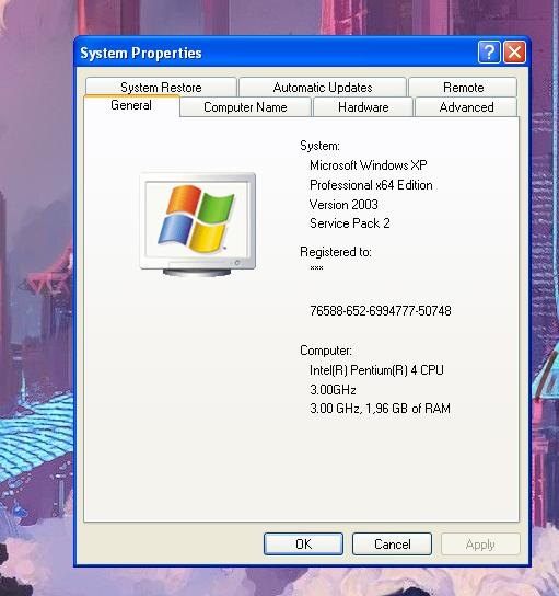 XP 64 собственной персоной. Все драйверы уже установлены самой системой