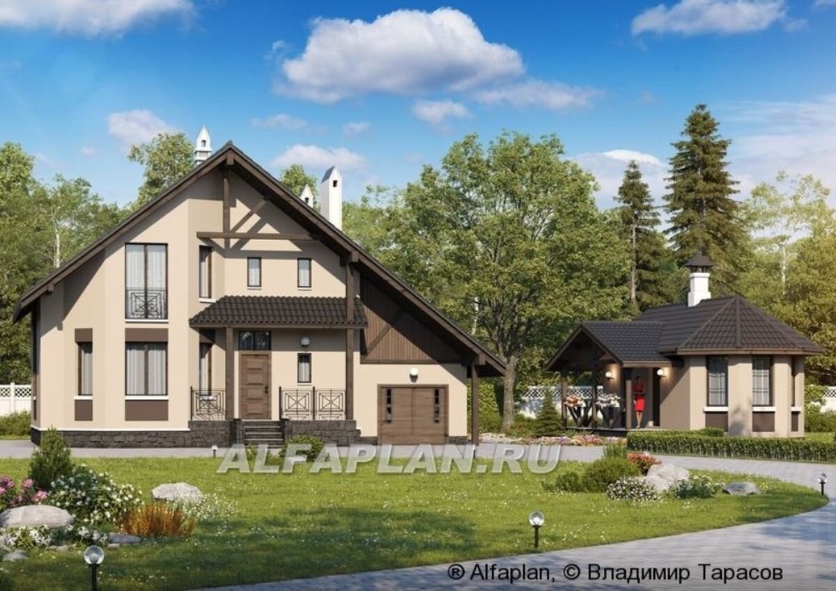 Проект загородного дома 22АС" Регенсбург плюс" (206 м2) + баня 227С 