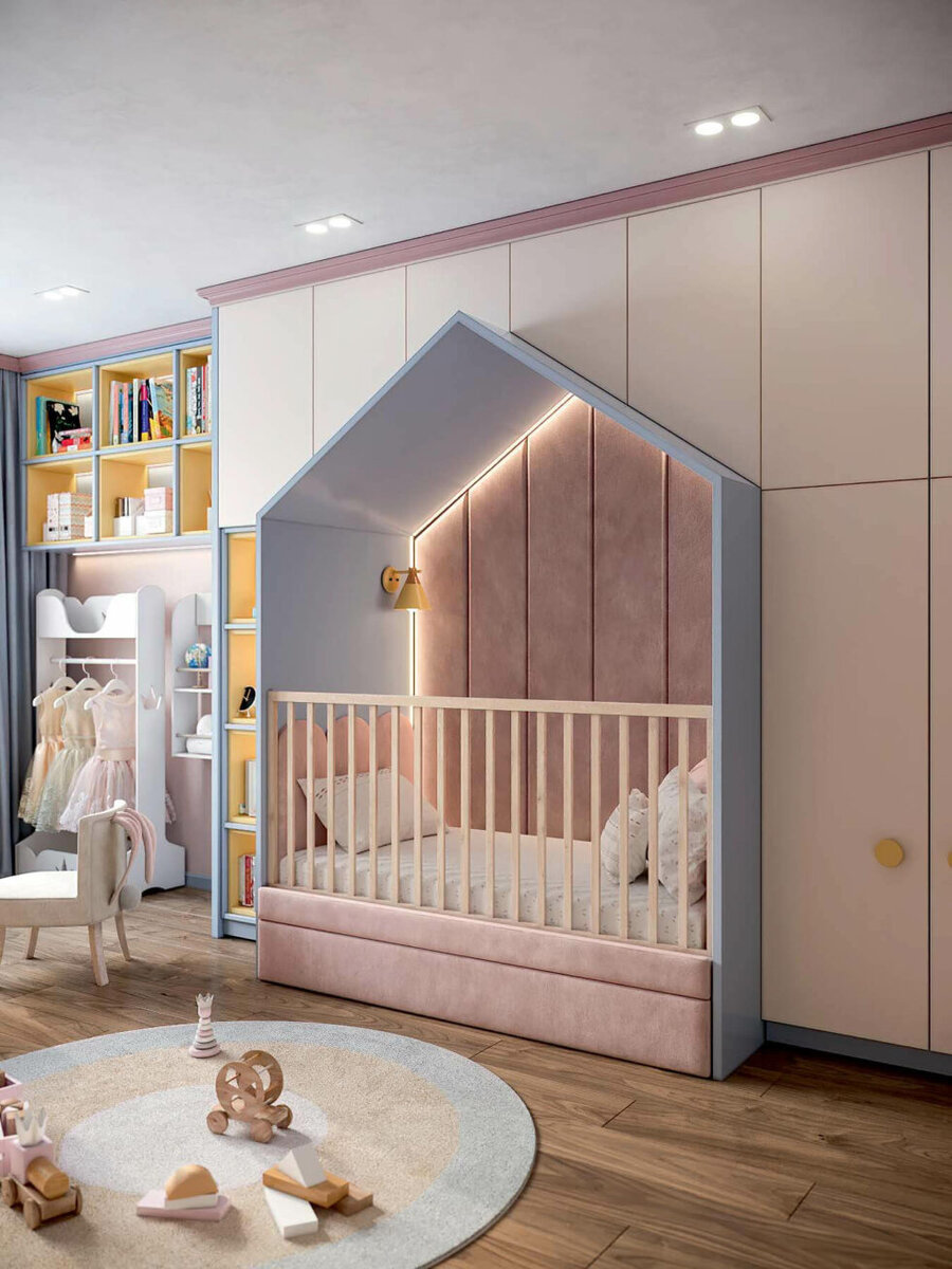 Разноцветные полки и система хранения с нишей фото 2