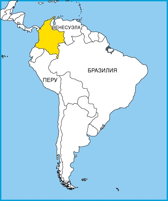 Карта колумбии с городами на русском языке