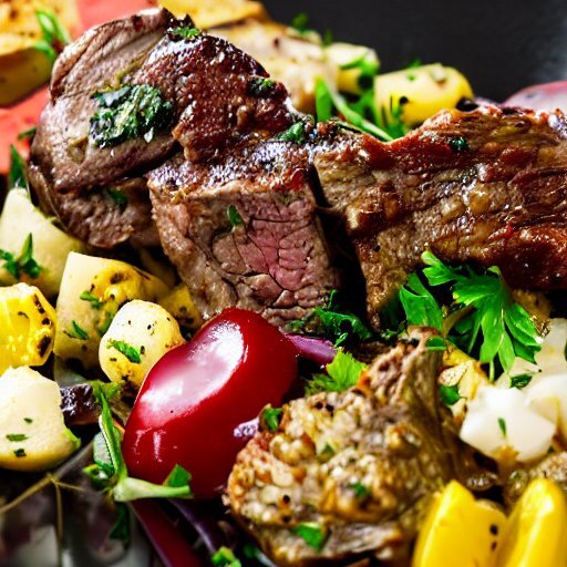 Автор: Stable Diffusion, по описанию: Mediterranean Lamb Medley, cinematic, succulent