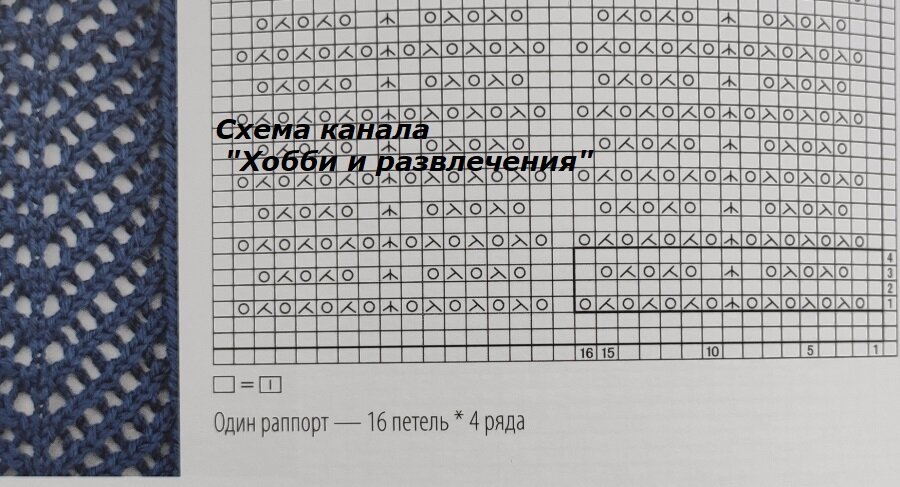 Схема ажурного узора "елочка".