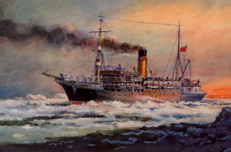 Картина пароходов. 1934 — Советский ледокол «Литке».