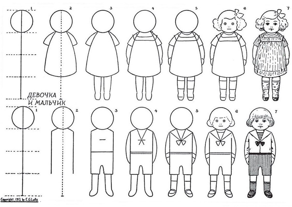 Рисуем С Детьми Людей Просто И Поэтапно Ч.1