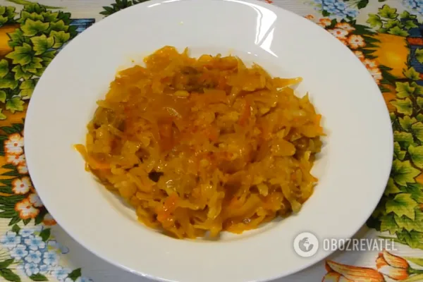 Тушеная капуста с рисом и мясом 