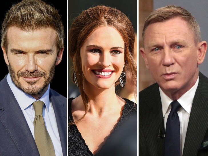 Дэвид Бекхэм, Джулия Робертс, Дэниел Крейг. Фото: Global Look Press