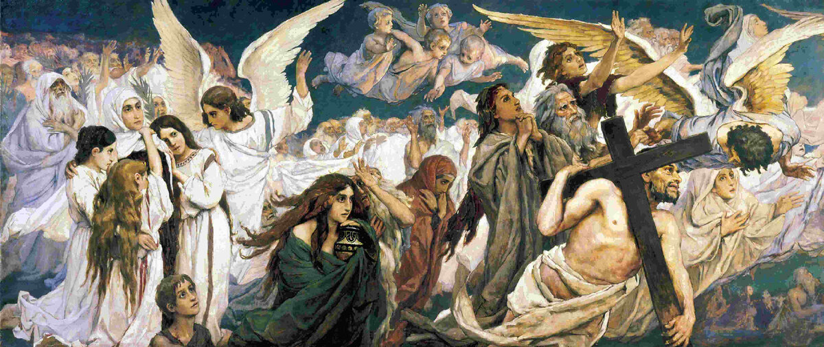 Васнецов Виктор Михайлович, "Радость праведных о Господе".
Триптих (левая часть)
