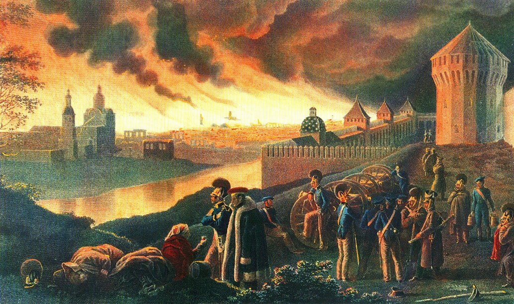 Рисунок художника Х.В. Фабер дю Фора «У стен Смоленска, 18 августа 1812 г., 10 часов вечера». 1830-е гг.