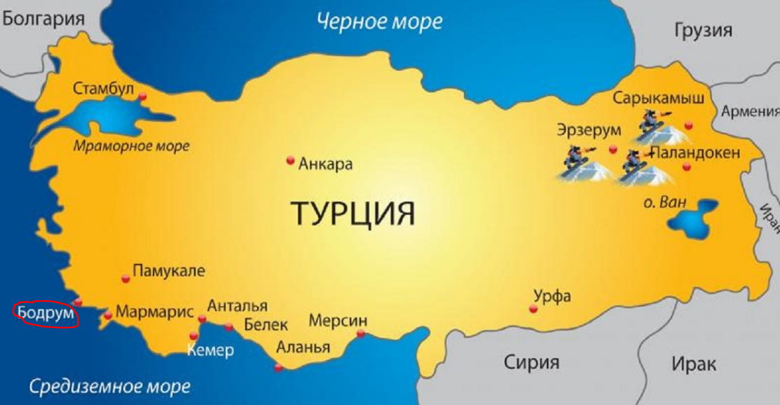 Карта Турции. Карта Турции с городами на русском языке. Карта Турции с городами. Размещение Турции.