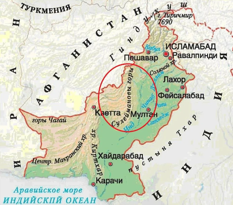 Сулеймановы горы - историческая родина пуштунов, откуда они стали расселяться по всему региону. Принадлежат Пакистану из-за проведения в 19-м веке линии Дюранда по решению британского дипломата, который подписал мир после англо-афганской войны