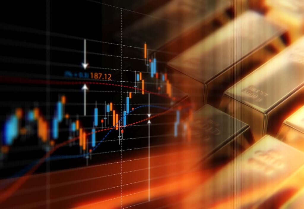 Global gold price commodity concept. Selective focus. Horizontal composition with copy space.
