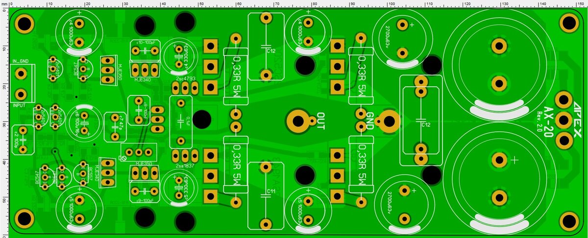 плата усилителя Apex AX-20 вид сверху