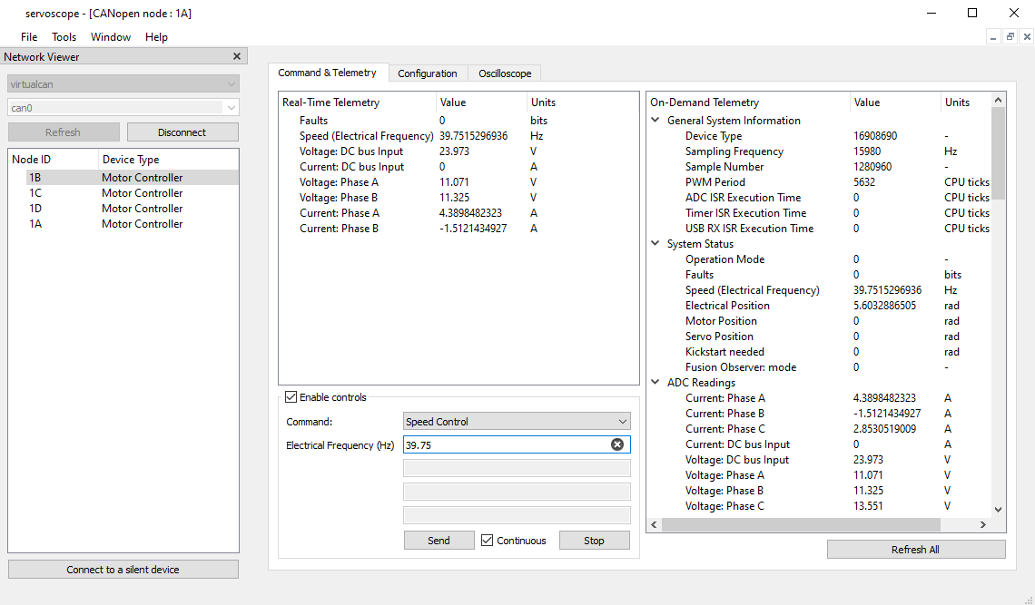 Servoscope application runs on Windows and Linux, and provides means of configuring, tuning, opmizing and managing servo drives