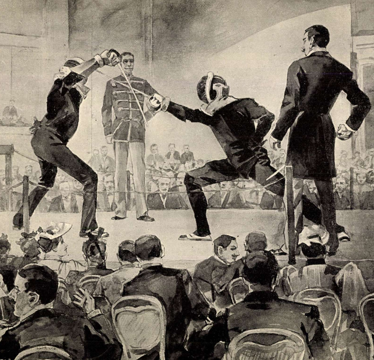 Соревнования по фехтованию саблей (Венгрия, 1895).