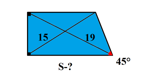 Острый угол трапеции равен 45