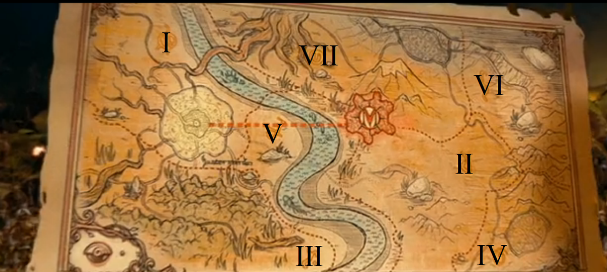 Карта минипутских земель. Держава Кроба заняла бывшую территорию Шестого и Седьмого королевств.