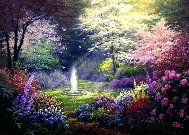 ... В саду и правда было много различных цветов...