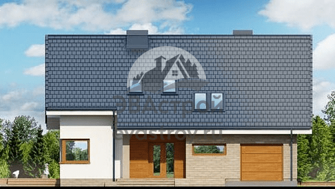 Проект двухэтажного дома 191 м2 из керамоблоков с одноместным гаражом, сауной и террасой - MA-3