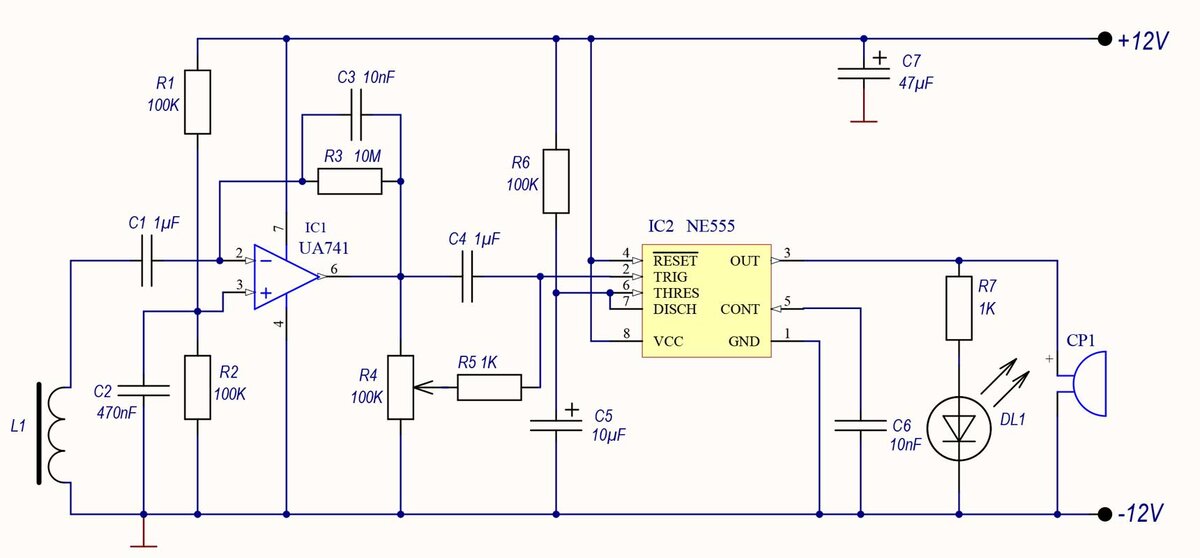 Схема детектора магнитного поля