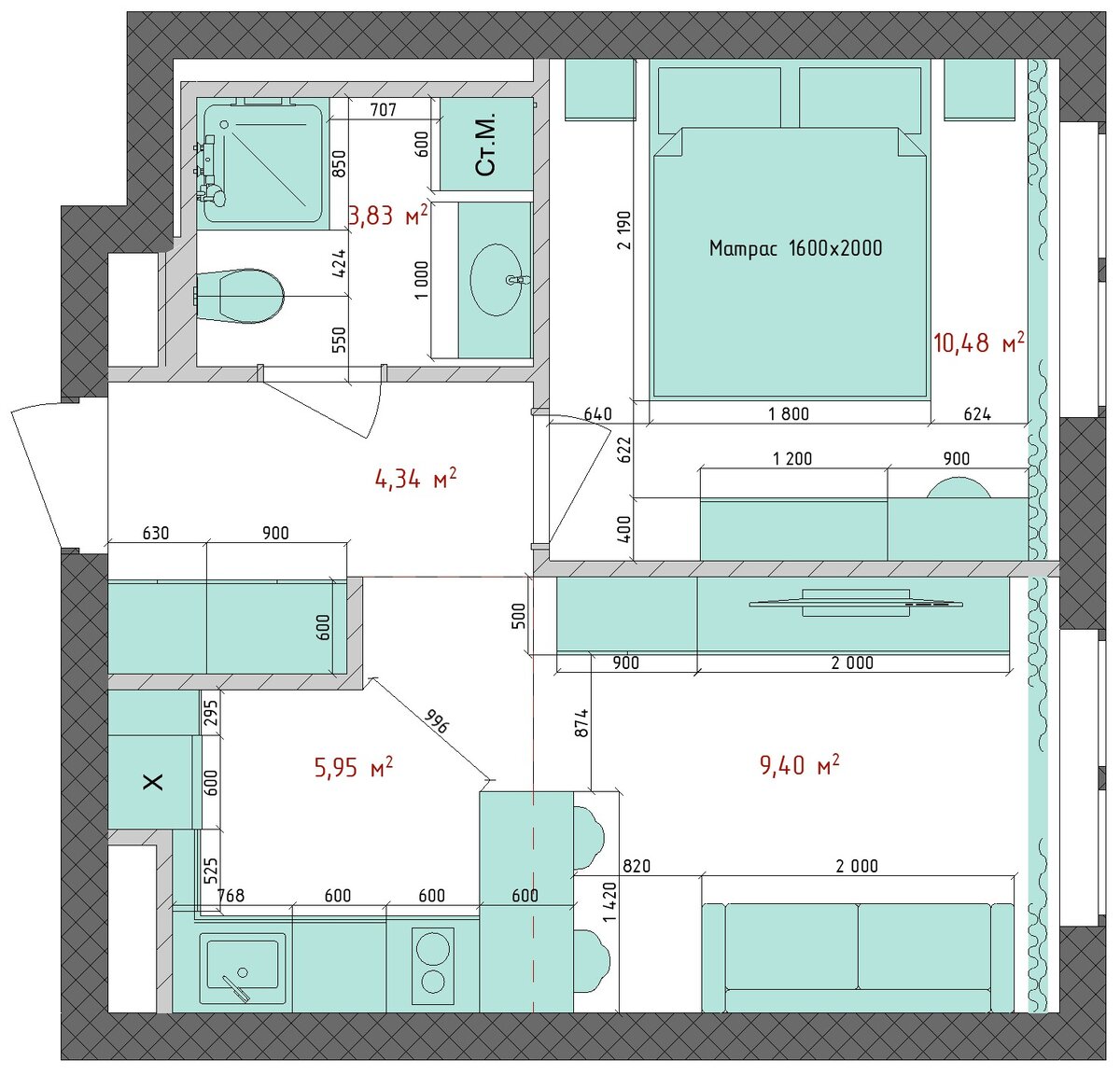 Планировка от застройщика. Евродвушка 34кв.м. | UDIZ.Design | Дзен