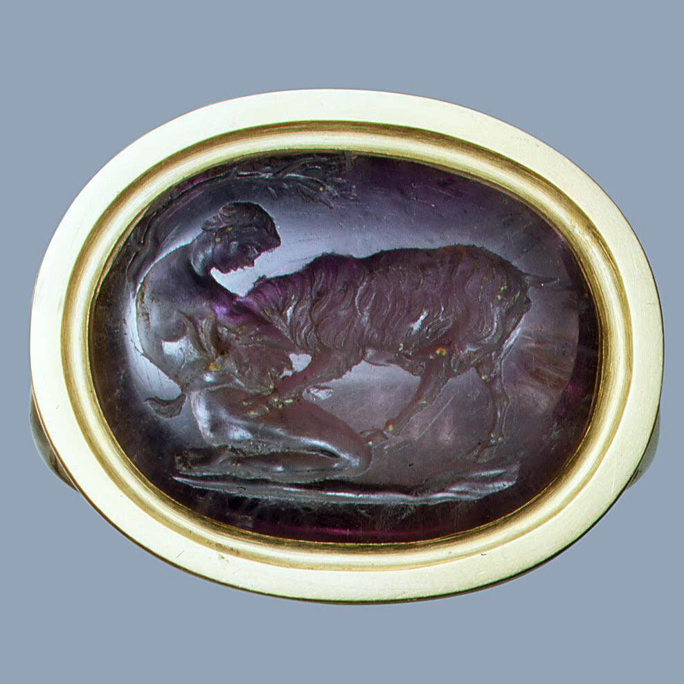 Инталия, сидящий Сатир и коза, 16 век, Эрмитаж
