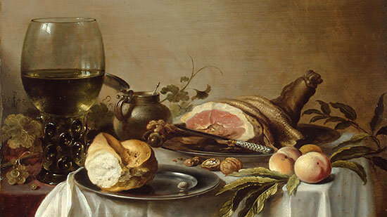  Питер Клас. Завтрак с ветчиной. 1647. Дерево, масло. Государственный Эрмитаж, Санкт-Петербург
