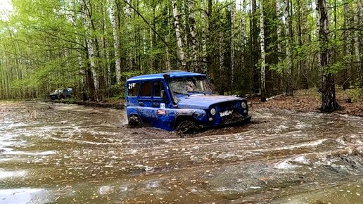 УАЗ и JEEP Wrangler едут по болоту, а НИВЫ включили заднюю