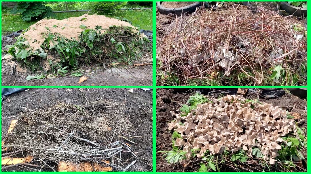 Компоненты коричневой органики: опилки, ветки, солома, картон