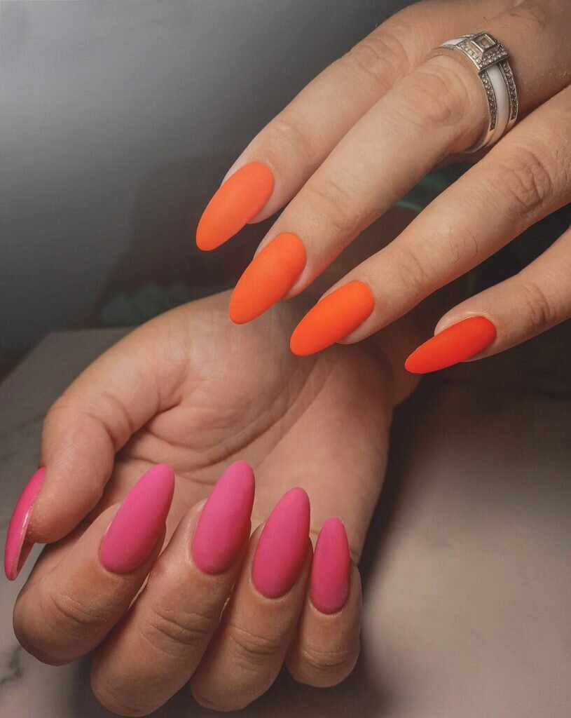 Orange 2024 acrylic nails