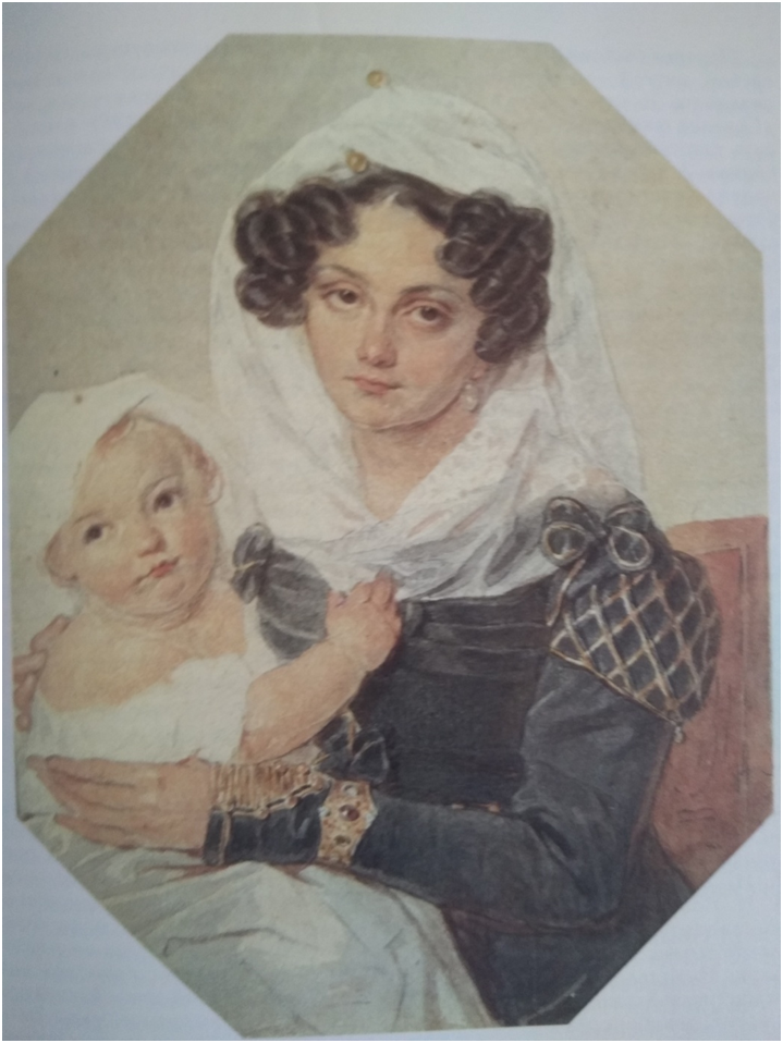   М.Н. Волконская с сыном Николенькой, П.Ф. Соколов, 1826 г.