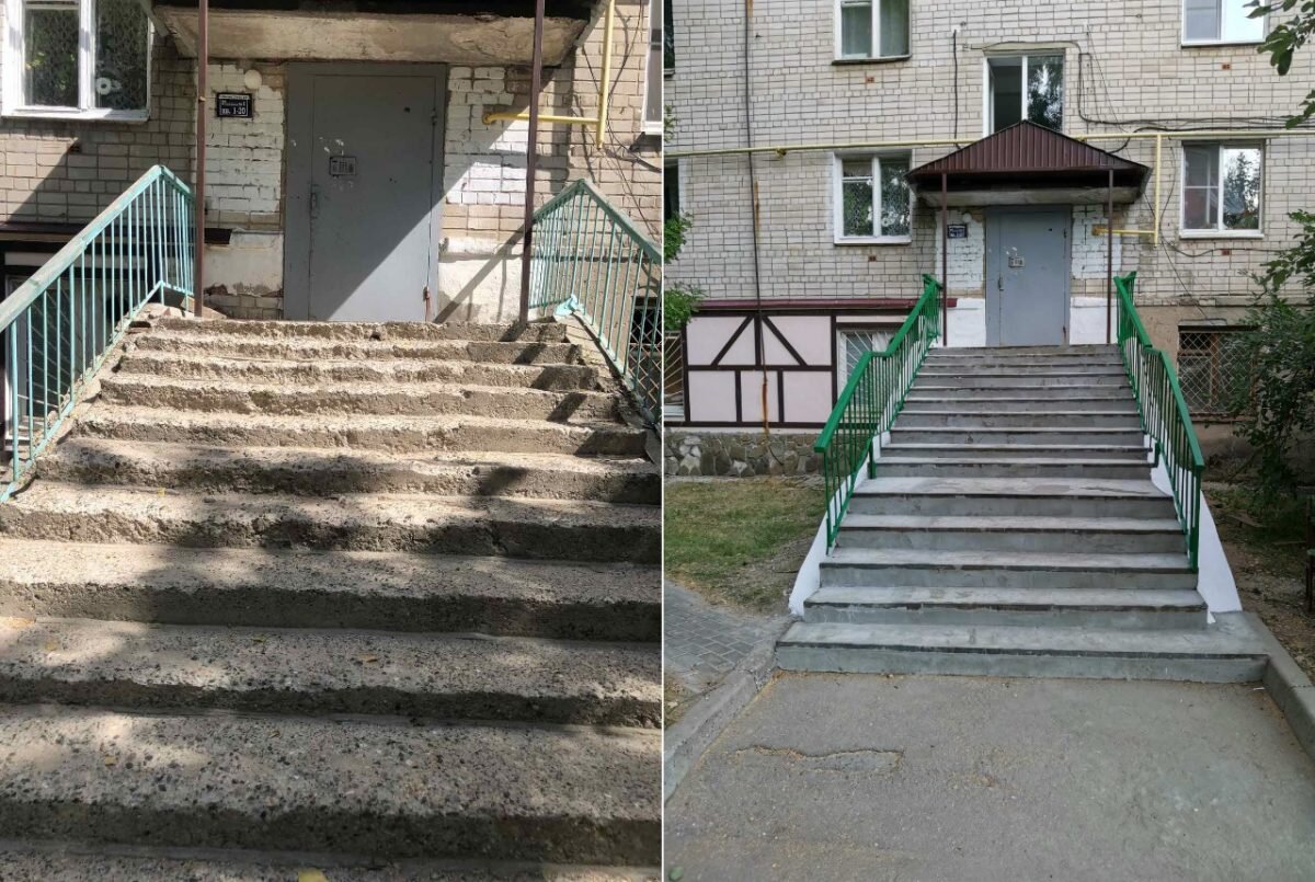    Ступени отремонтированы, входная группа отштукатурена и покрашена Пресс-релиз