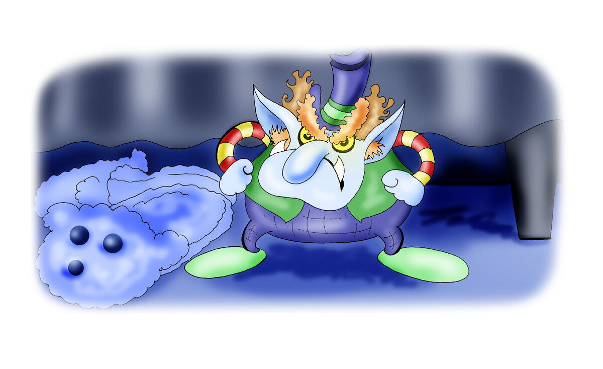 Вот такой страшный! Ещё и рожи корчит! Иллюстрация ПОлины Бреевой к сборнику "Кто такая Ай-я-яй"?