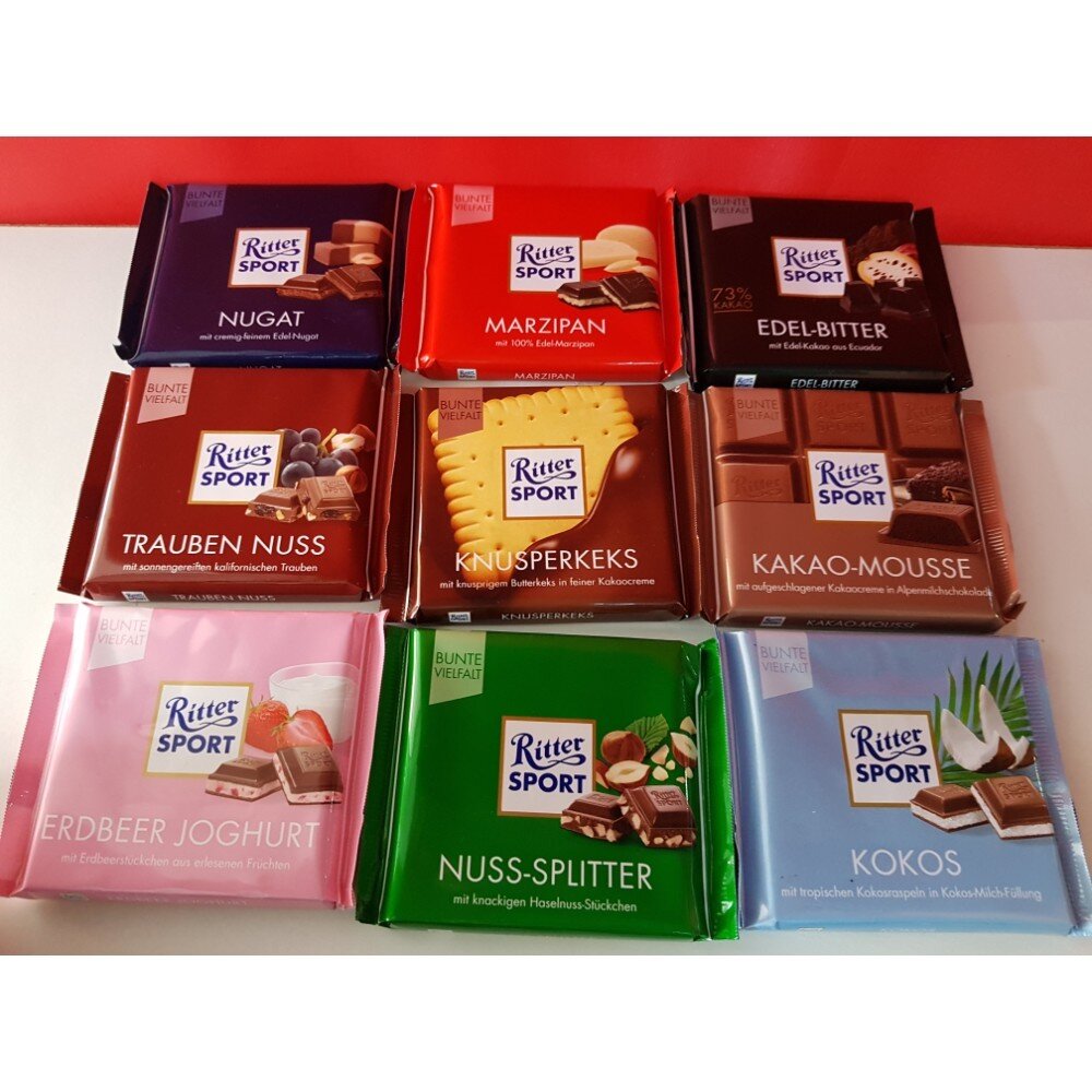 Ritter Sport запрещен в Германии.                                   Парадокс, но немецкая марка шоколада, которая продаётся во многих странах мира, запрещена в Германии. Как оказалось, у компании-производителя возникли серьезные разногласия с властями страны из-за того, что новый продукт, состоящий из 100%-го какао, не может называться шоколадом. По строгим нормативам государства, в состав шоколада обязательно должно входить масло, производные какао и сахар. Если же подсластителей нет, то это не шоколад. По этой причине Ritter Sport не продается на территории Германии.