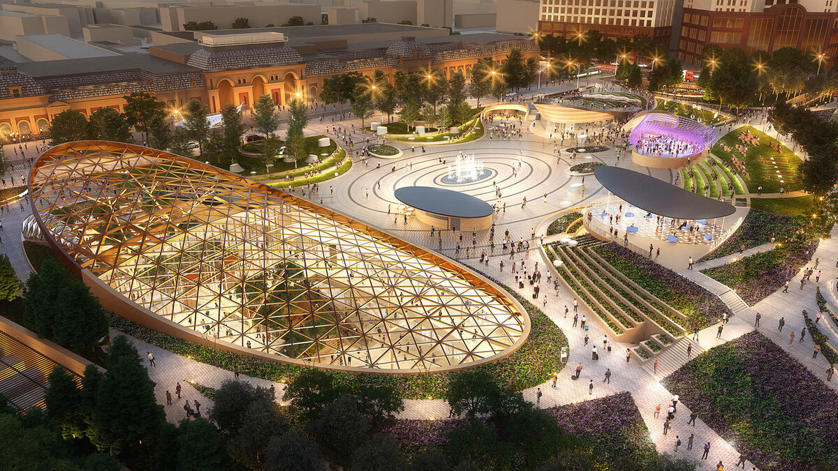 Ночная визуализация парка. Вид сверху. Фото: https://swabalsley.com