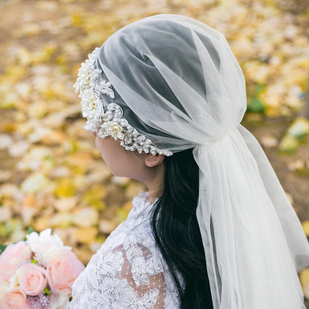 Невеста в стиле бохо с фатой