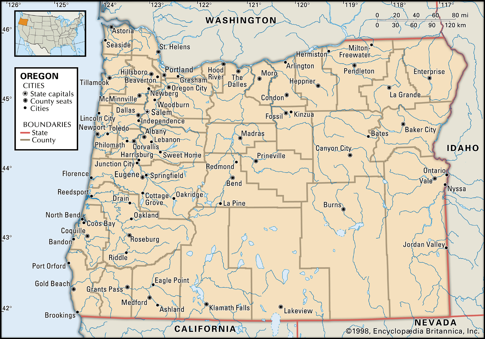 Карта штата орегон сша - 91 фото