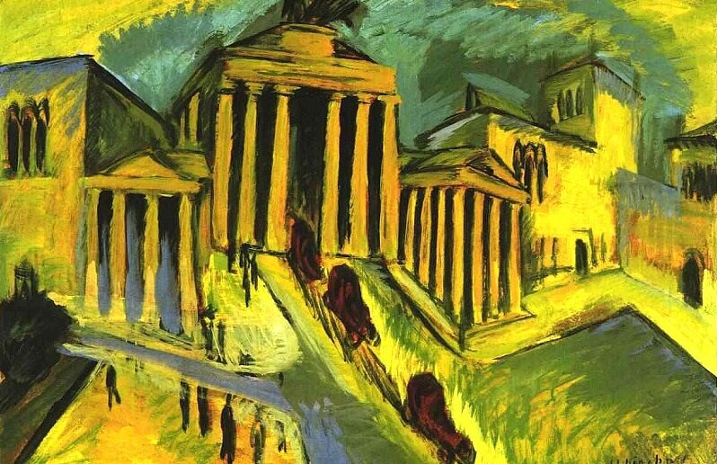 Кирхнер. Бранденбургские ворота в Берлине. 1915.