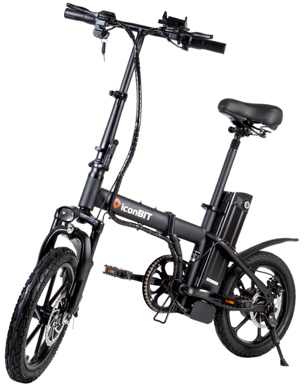 Электровелосипед IconBIT E-BIKE K116 – это удачная, правильная и компактная городская модель. Очень шустрая, но предсказуемая в потоке и на узких улочках. Хорошо разгоняется и тянет в горку, но имеет внушительный запас хода 40-50км. Само собой, амортизация, освещение, сигнал. Помещается в багажник большинства машин, во многие по несколько штук.