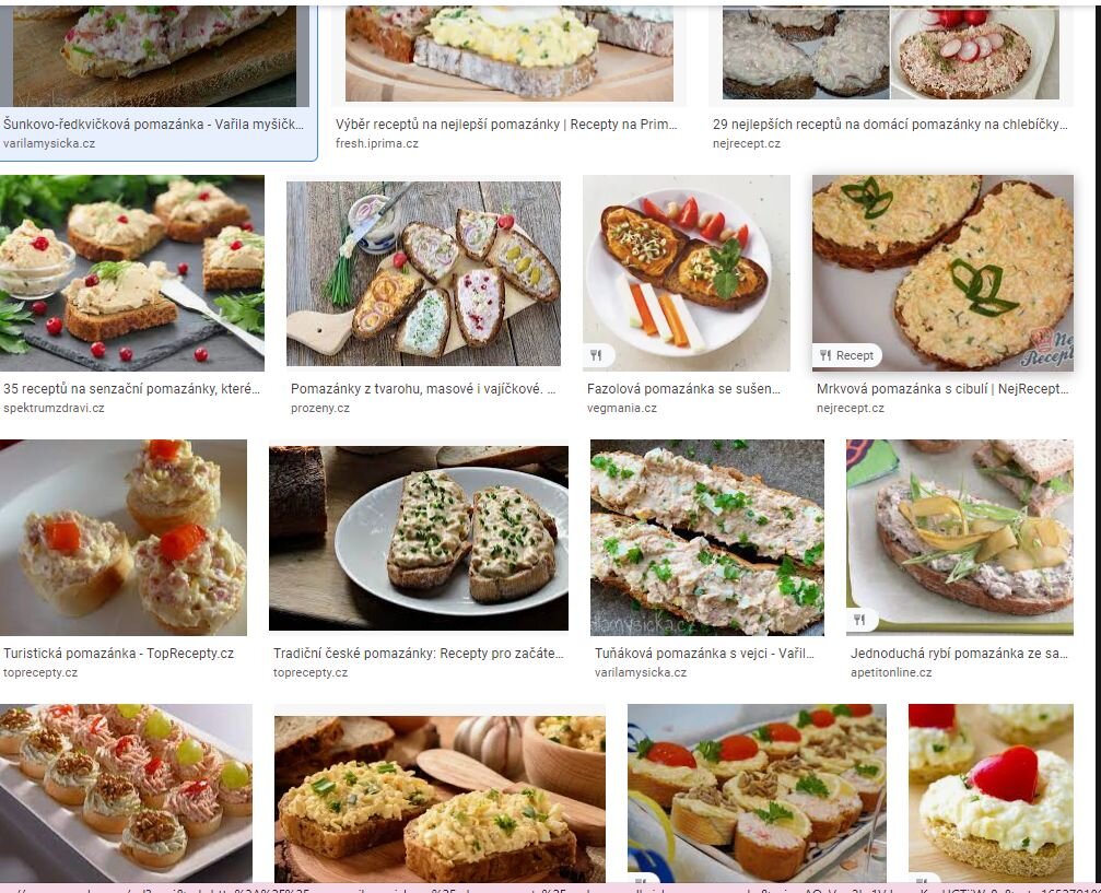 Скриншот картинок на слово "pomazánka"