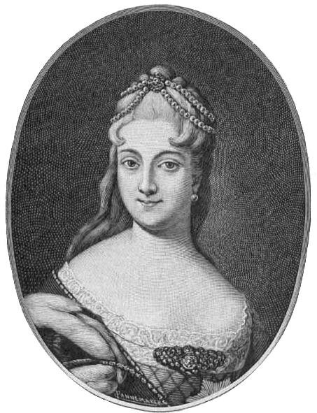 Неизв. художник. Екатерина Алексеевна Долгорукова, невеста Петра II. Ок. 1730. Гравюра. Государственный Эрмитаж.